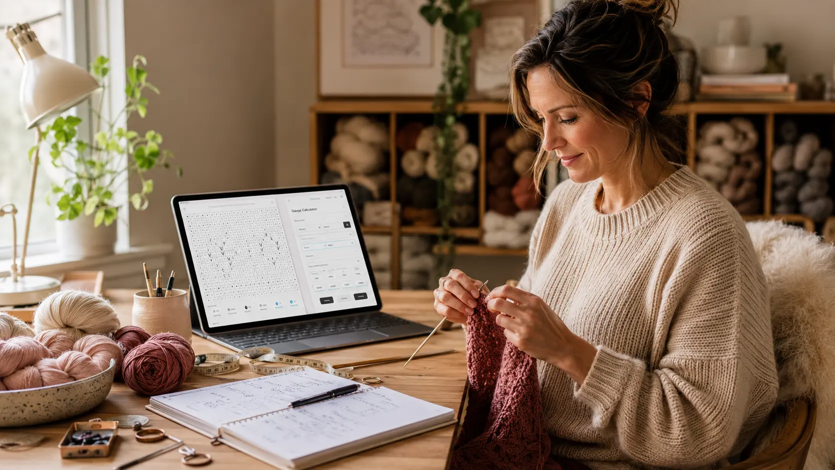 Knitting chart maker and gauge calculator workspace