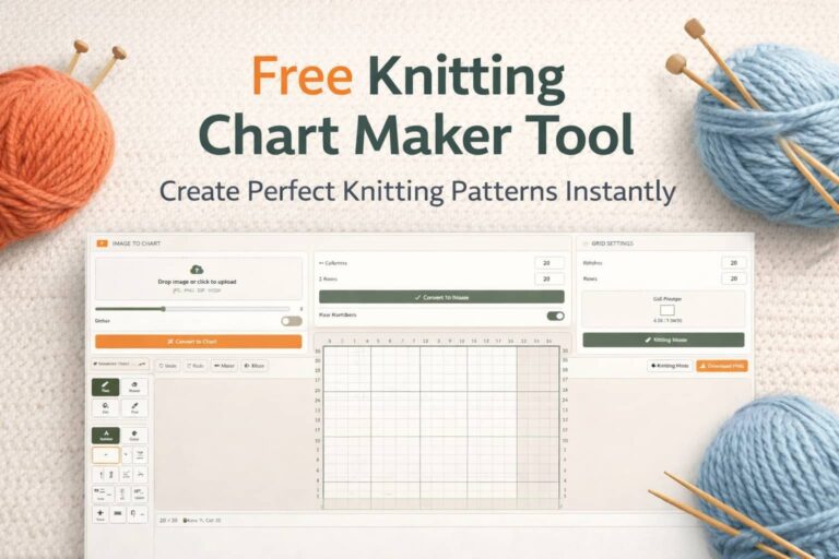 Knitting chart maker tool interface for creating knitting patterns online